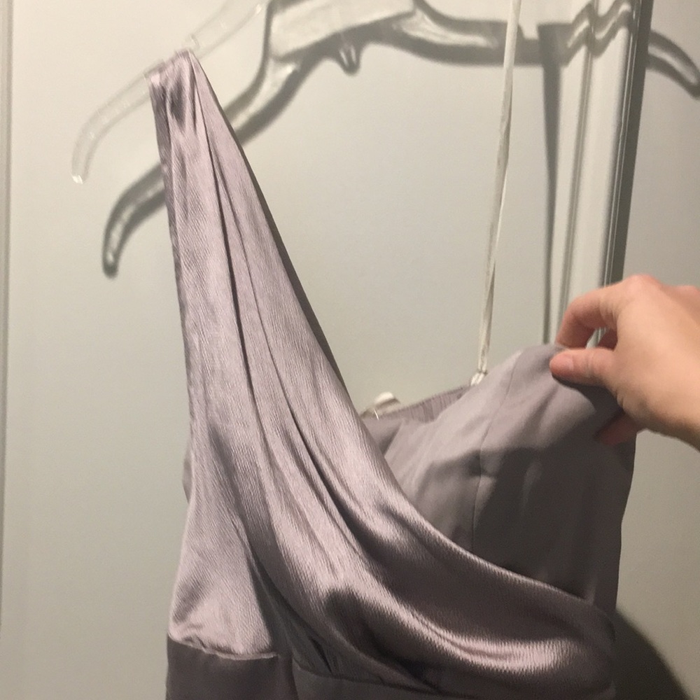 Taupe colored one shoulder dress brand